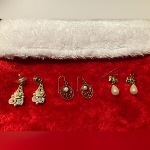 2/$12 Dainty Gold tone Pearl Drop Duo Earrings & a Soft Palette Pastel Drop Pair